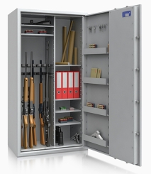 Waffenschrank Kombi 0 1-14 (1600x850x500mm) Klasse 0 , 14 Waffenhalter + Regalteil 