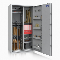 Waffenschrank Kombi 0 1-14 (1600x850x500mm) Klasse 0 , 14 Waffenhalter + Regalteil 