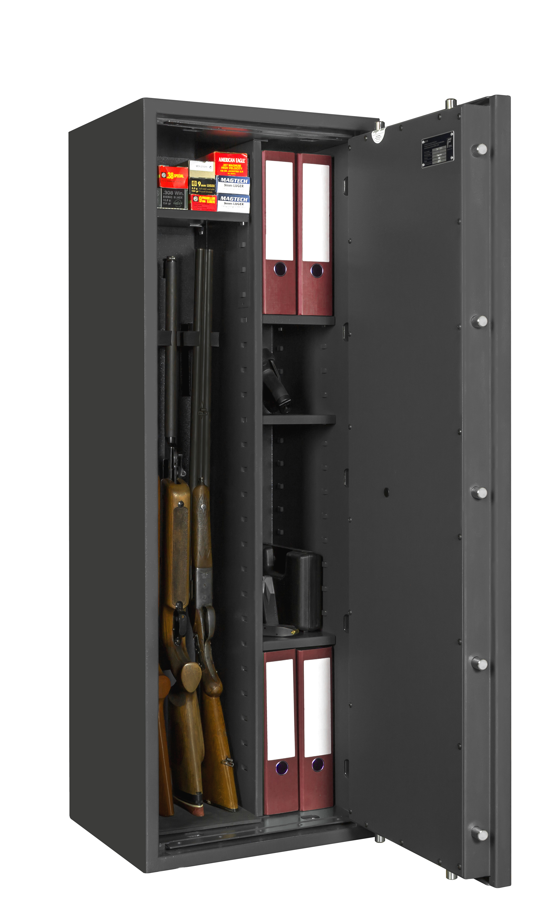 Waffenschrank mit 4 Waffenhaltern und Regalteil Klasse 1 EN 1143-1