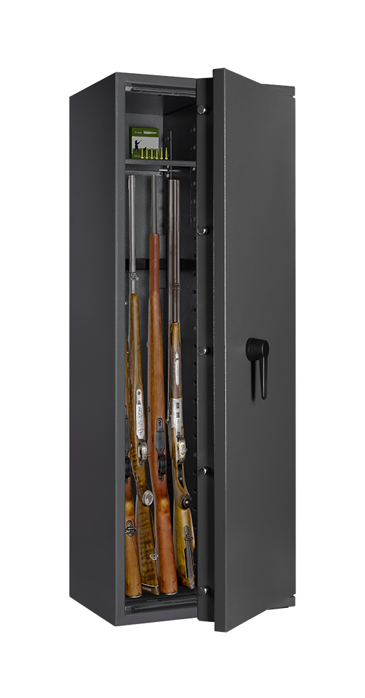 Waffenschrank mit 4 Waffenhaltern und Regalteil Klasse 0 EN 1143-1